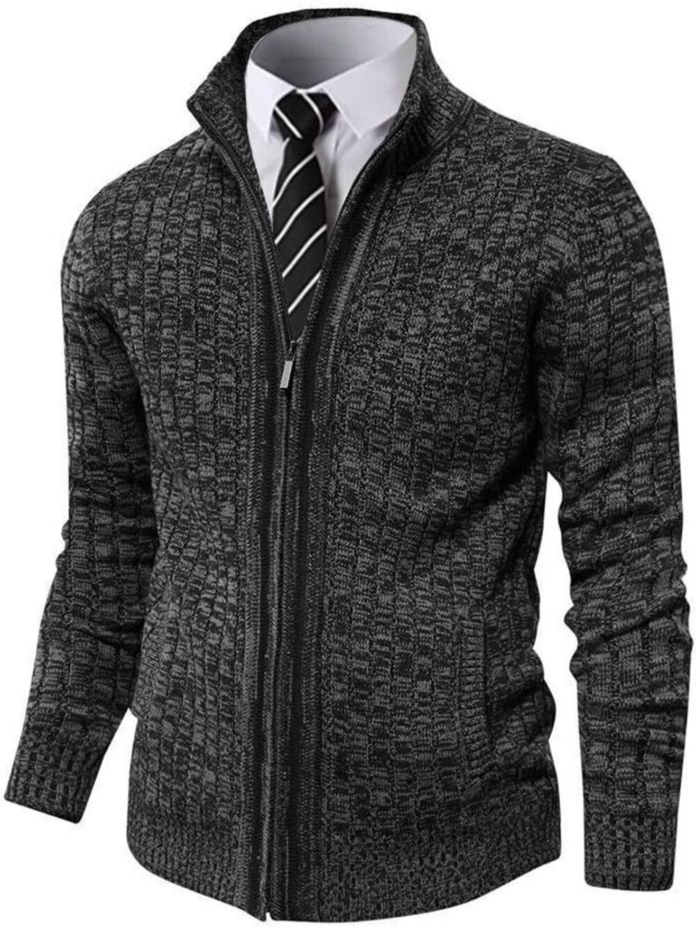 Pioneer Camp Men's Cardigan Sweaters Full Zip Up Slim Fit Stand Collar